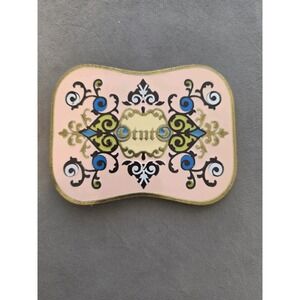 Inlaid Enamel Brass‎ Belt Buckle W Logo TNT  Hearts Scrolls Design Rare Vintage